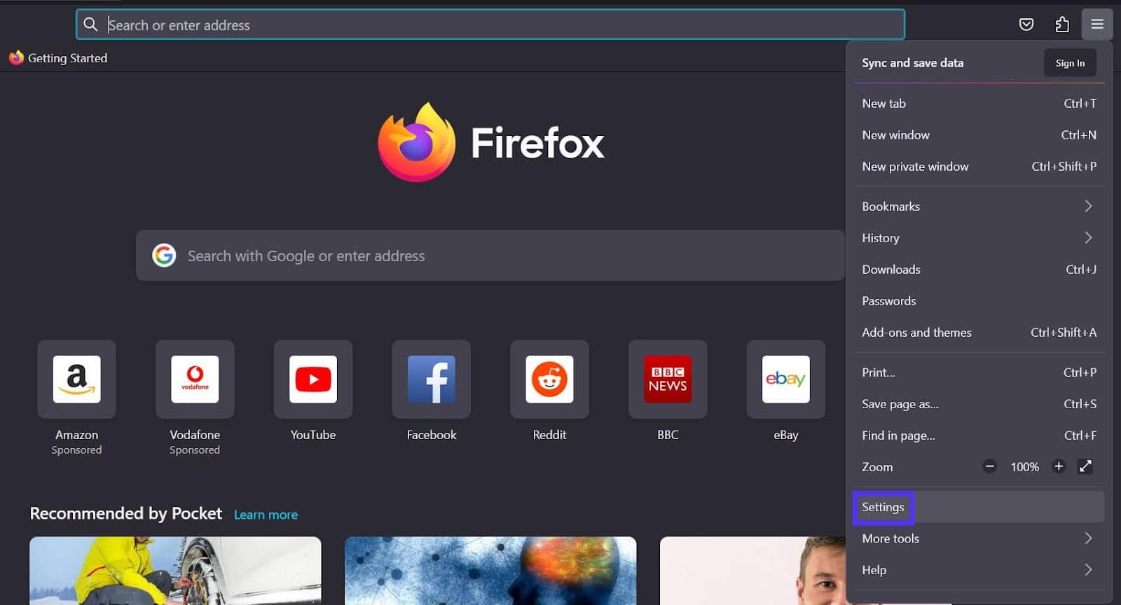 Mozilla Firefox settings