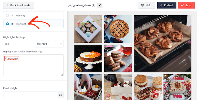 Showing Instagram shoppable images in a highlighted layout with Smash Balloon