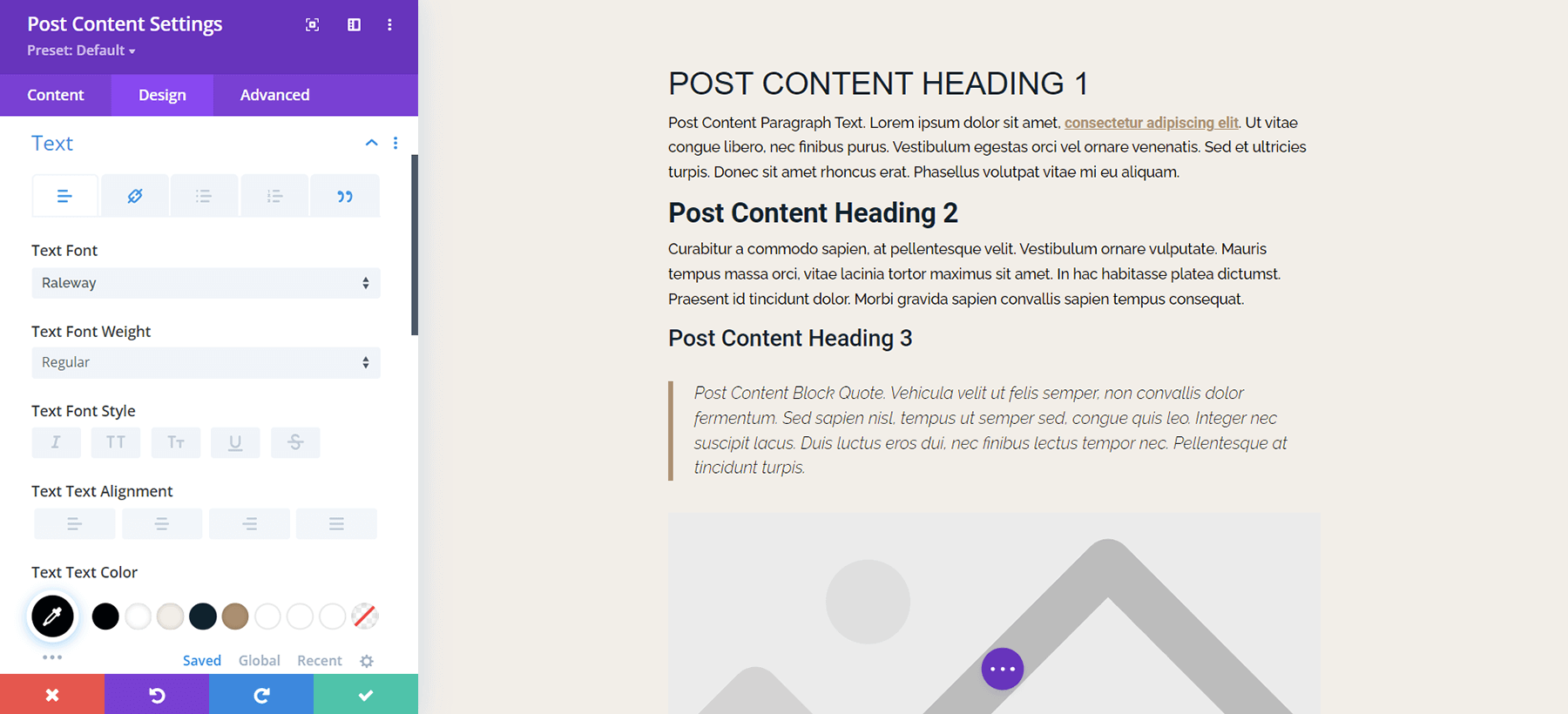 Update the Post Content Module with styling from your brand or business