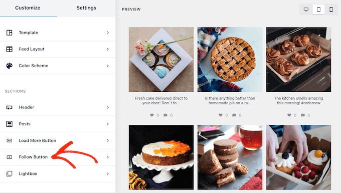 Adding a follow button to a shoppable Instagram feed