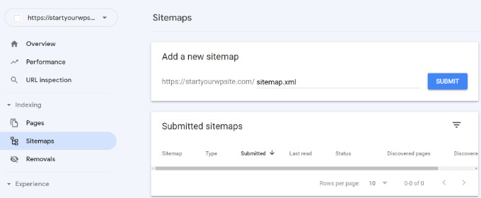 Submit sitemap to Google