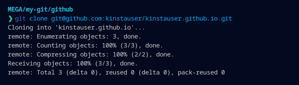 Git clone command and its responses in a CMD window.