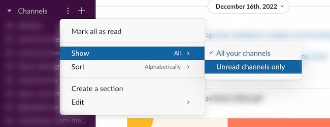 Slack tips: Unread channels