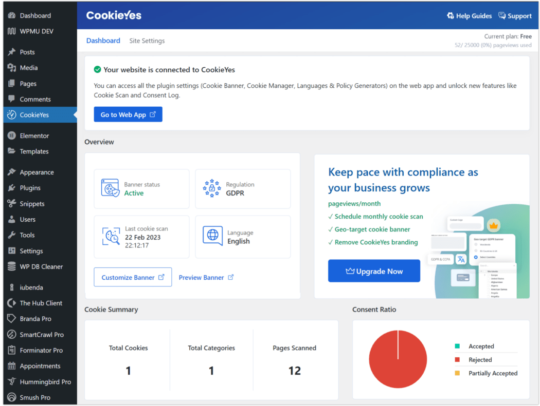 cookie yes dashboard