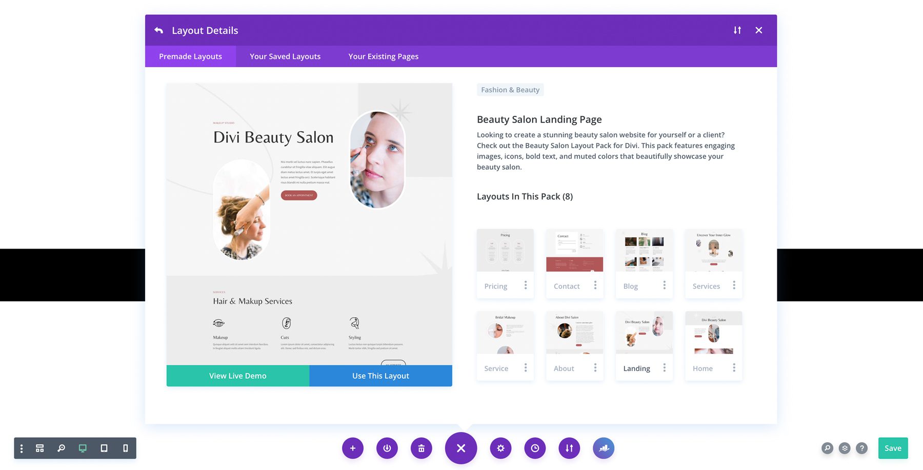 Beauty Salon Layout Pack for Divi