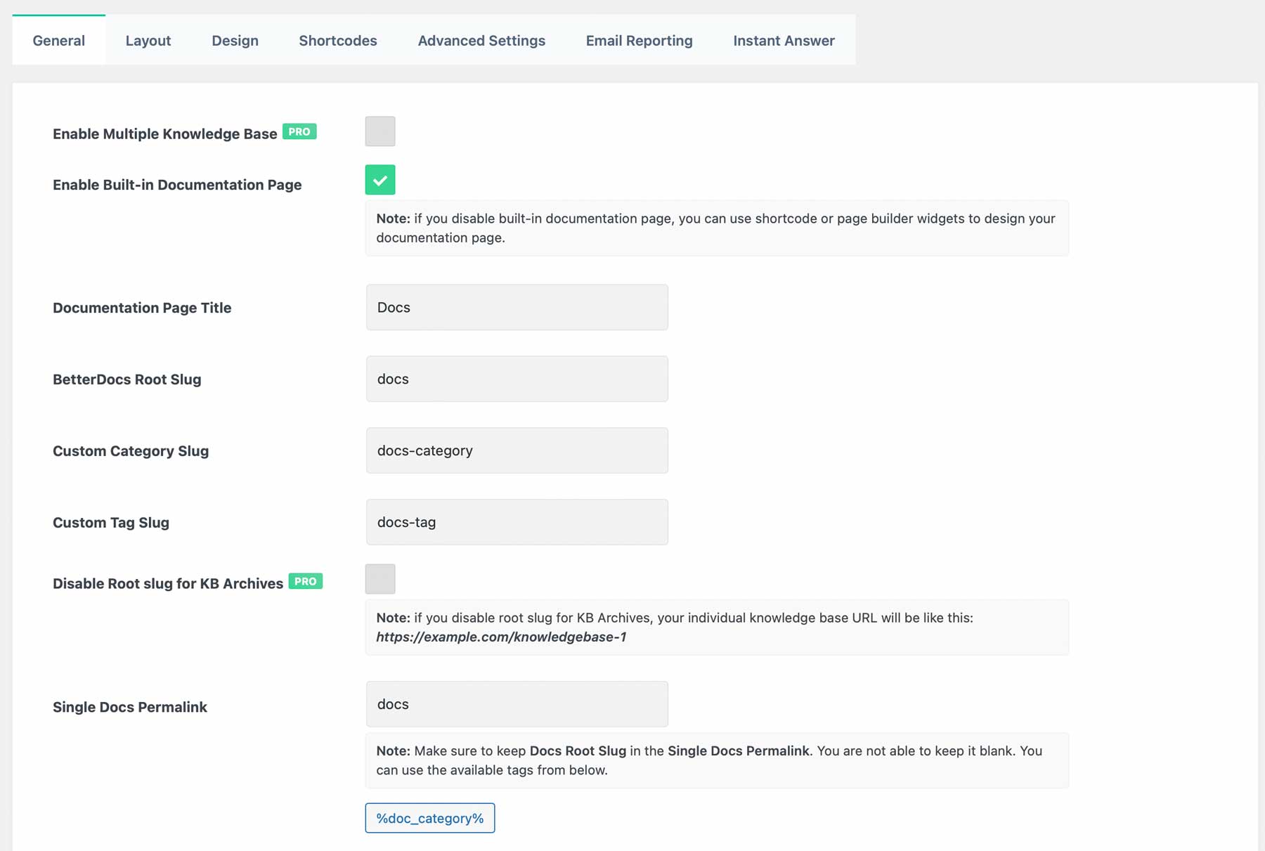 Better Docs settings