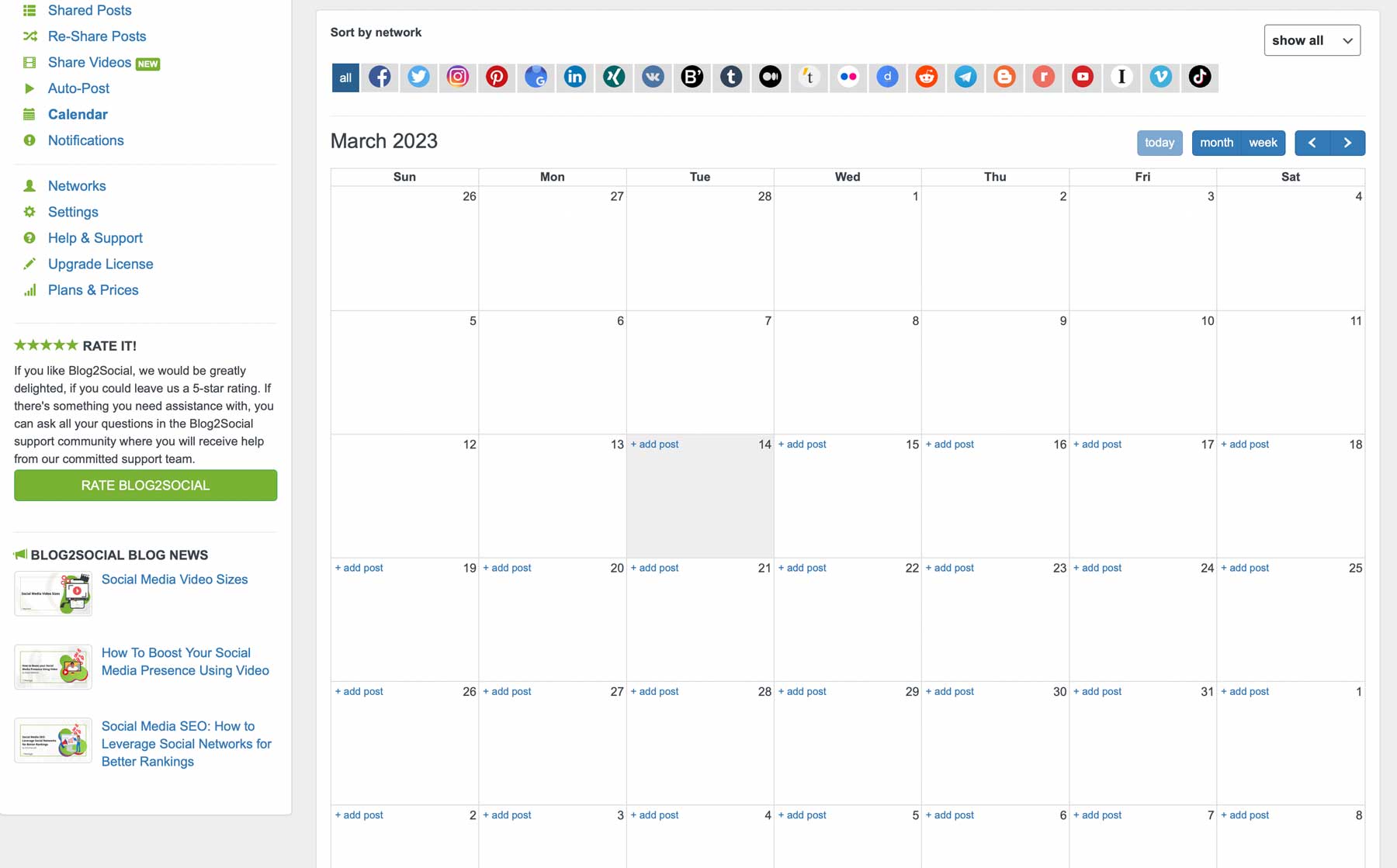 Blog2Social calendar