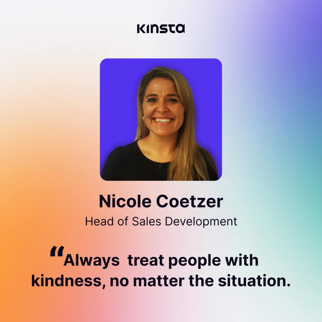Nicole Coetzer, Head of Sales Development at Kinsta