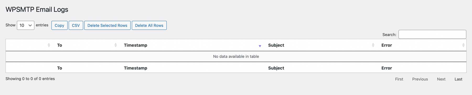 WP SMTP email log