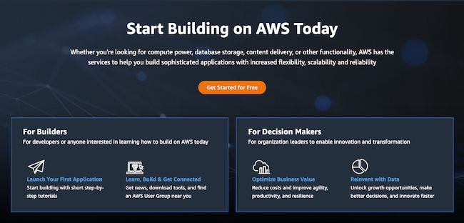 CTA copy example: AWS