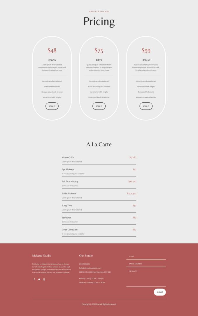 Beauty Salon Layout Pack for Divi