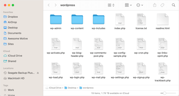 The Downloaded Unzipped WordPress Folder