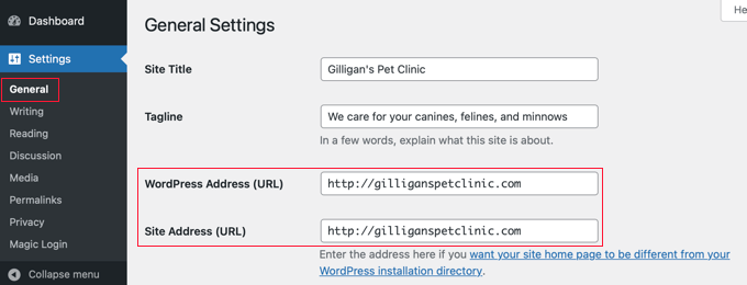Change the WordPress Address and Site URL to Your New Domain