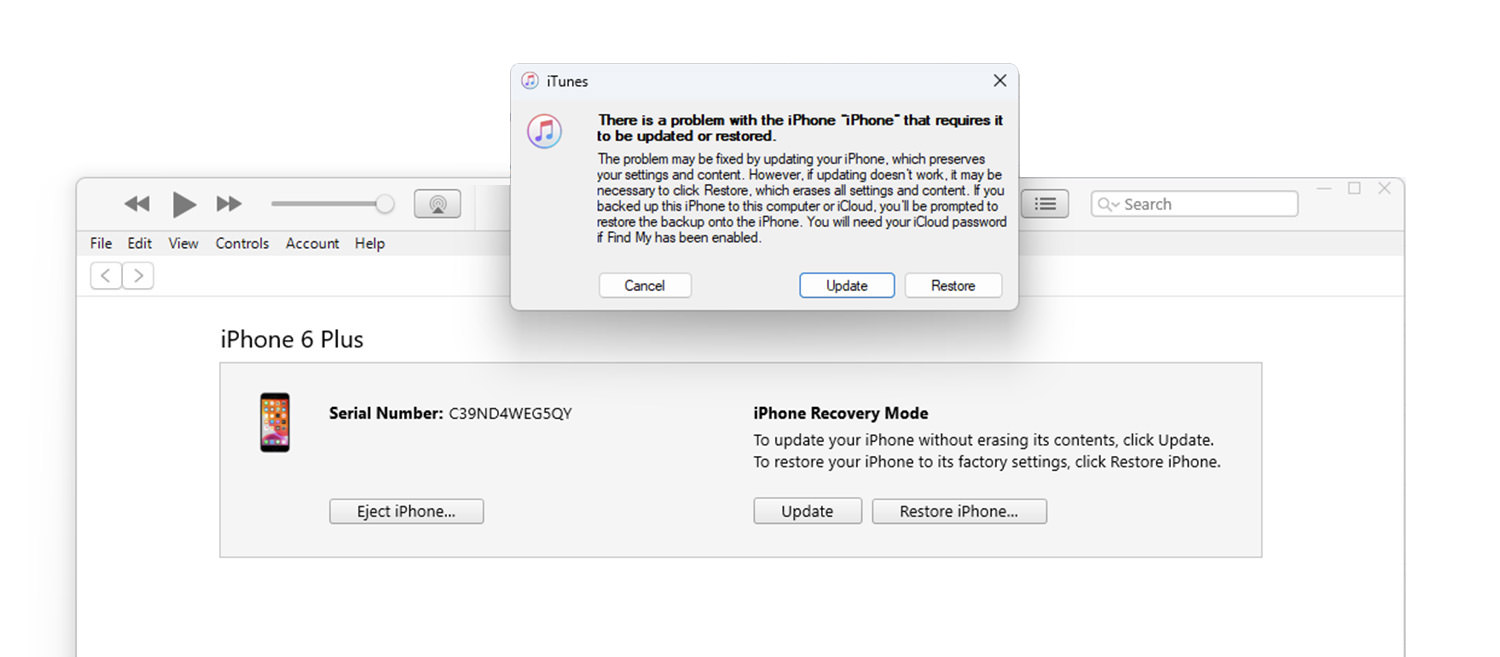 iTunes restore iPhone