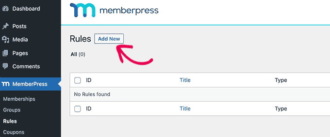 Adding a new rule to your WordPress membership site