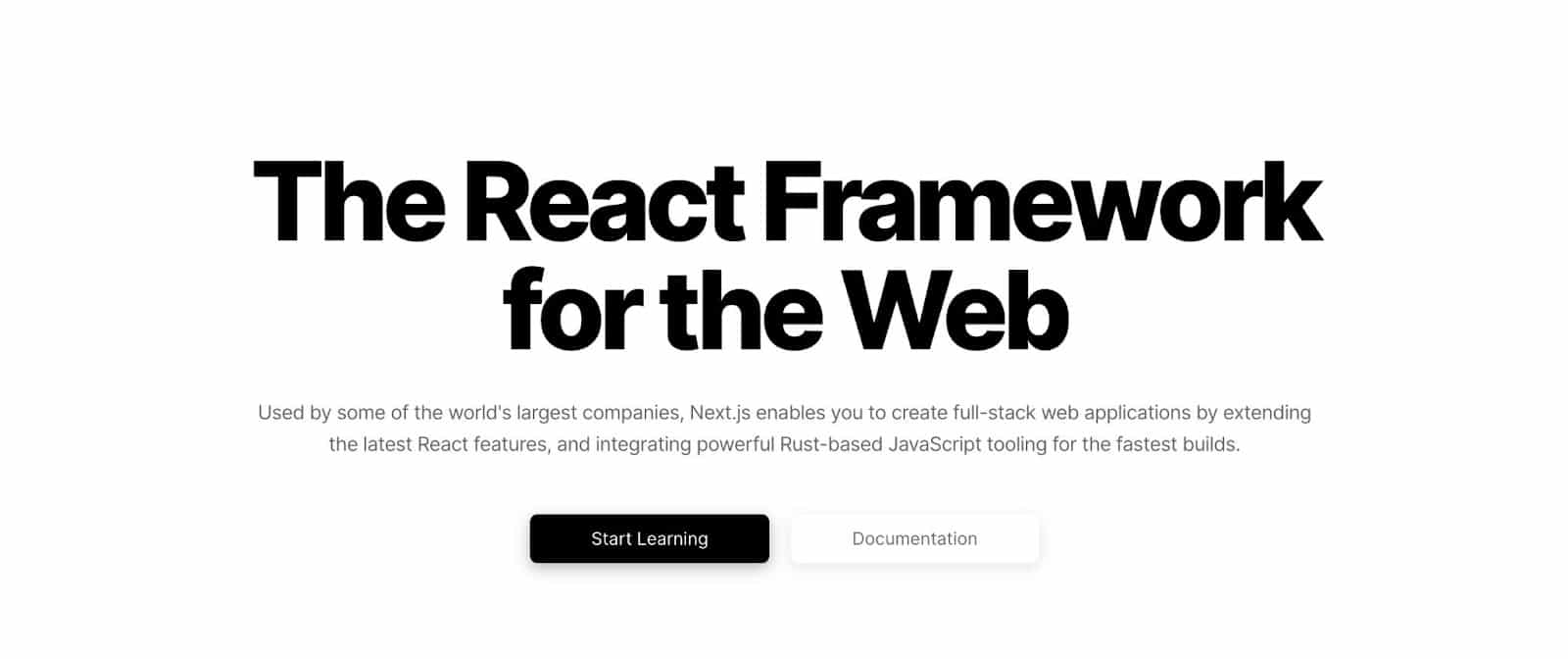 The Next.js website homepage