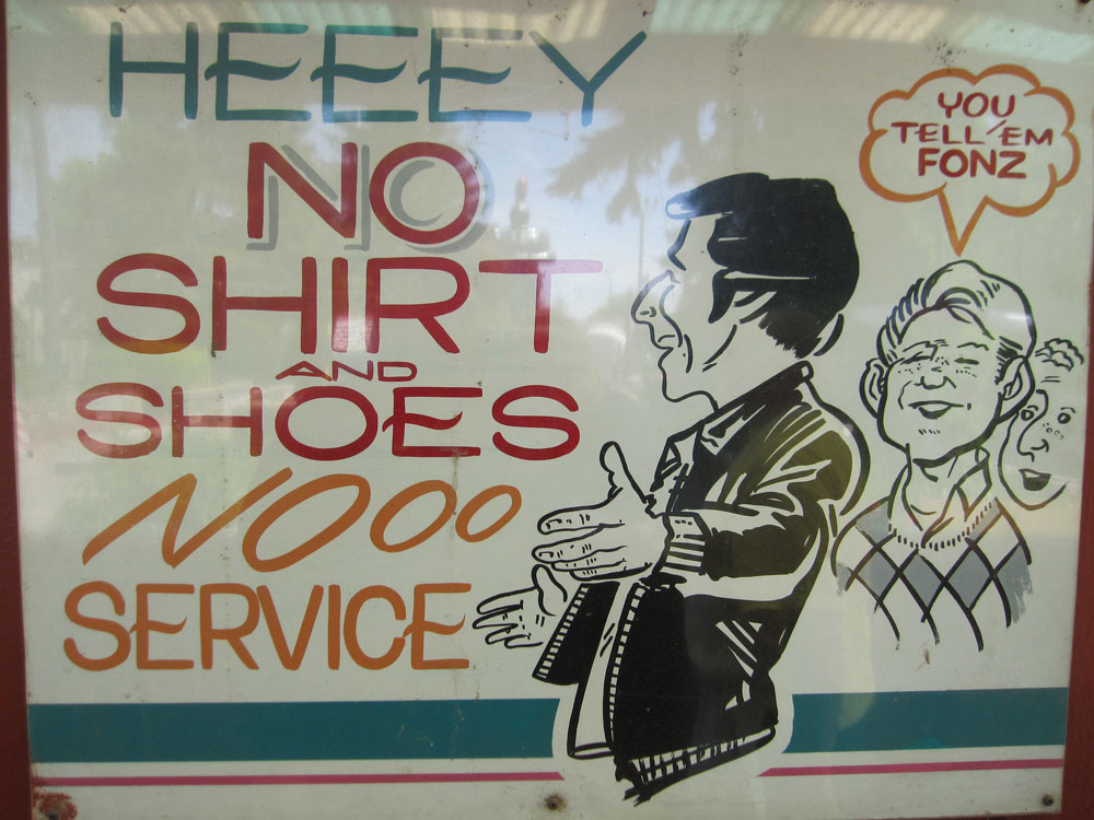 no shirt no shoes no service sign