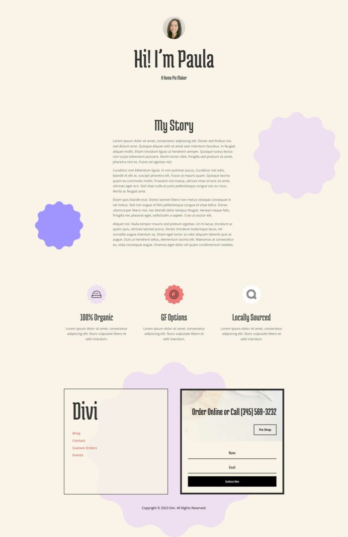 Pie Shop Layout Pack for Divi