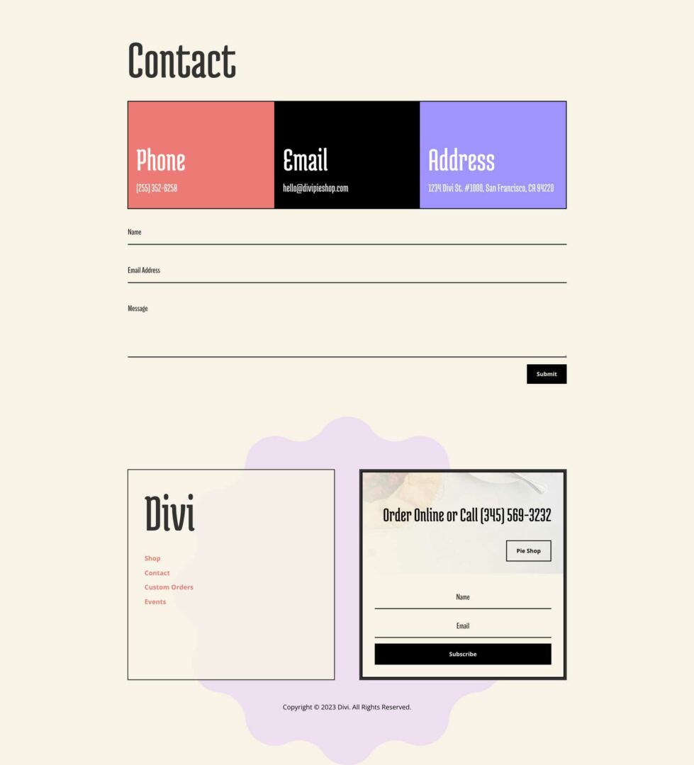 Pie Shop Layout Pack for Divi