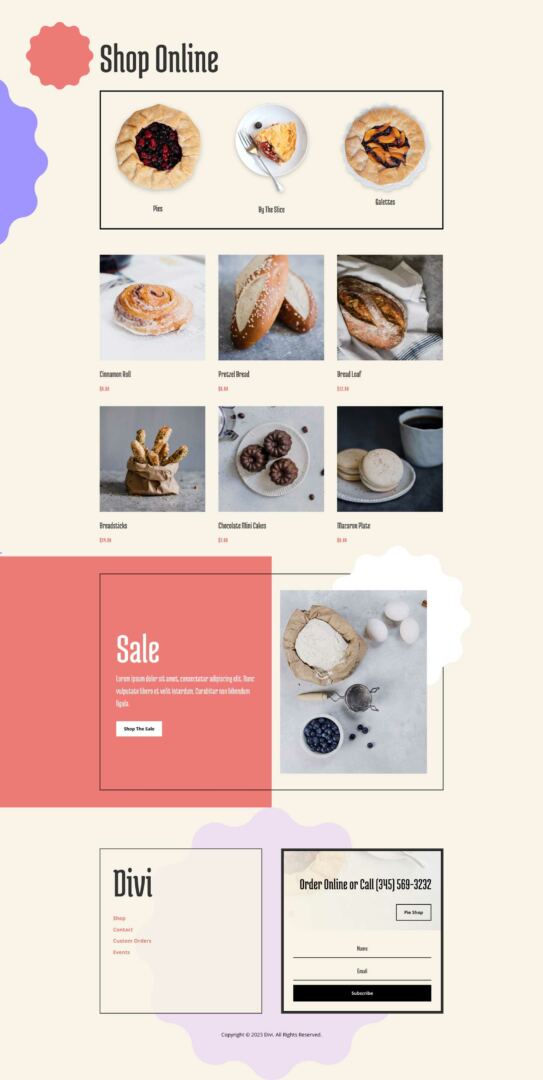 Pie Shop Layout Pack for Divi