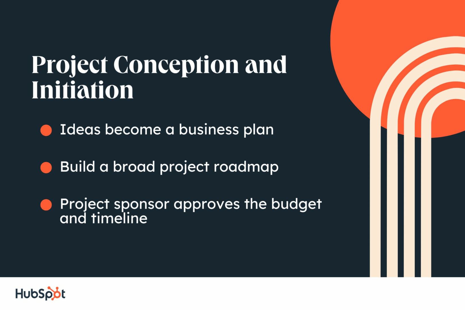 Graphic showing key takeaways in stage one of project management