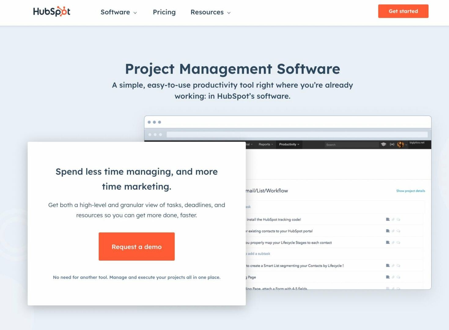 Screenshot of HubSpot's Project Management Software