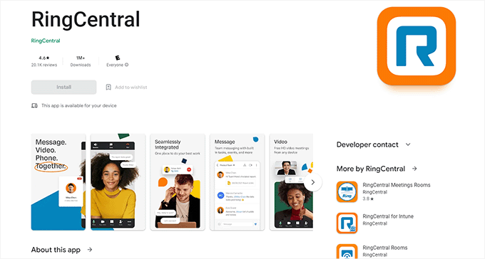 RingCentral mobile app