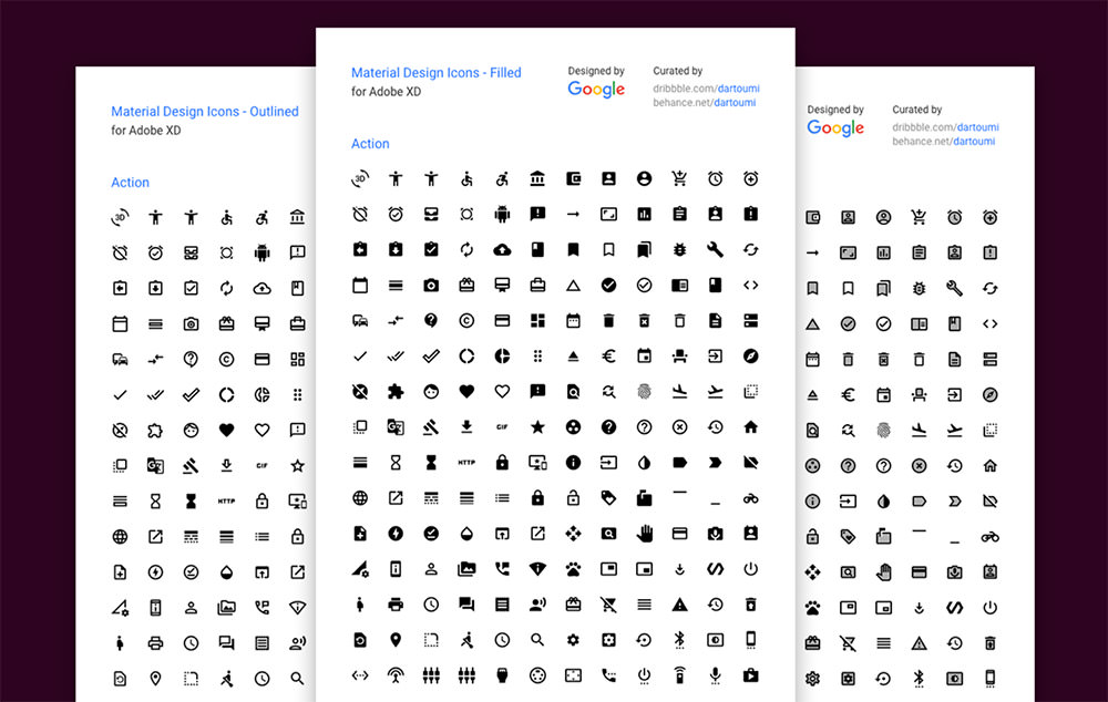Google Material Icons for Adobe XD