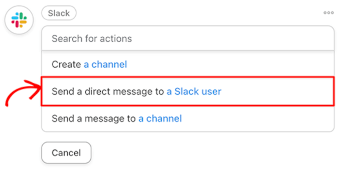 Send a direct message to a Slack user