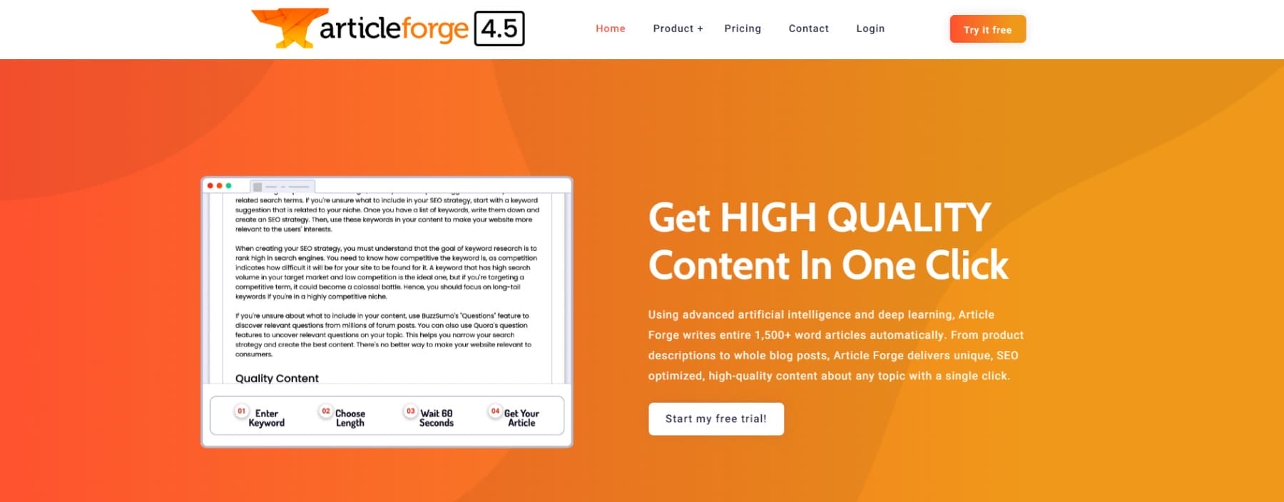 ArticleForge - Homepage April 2023