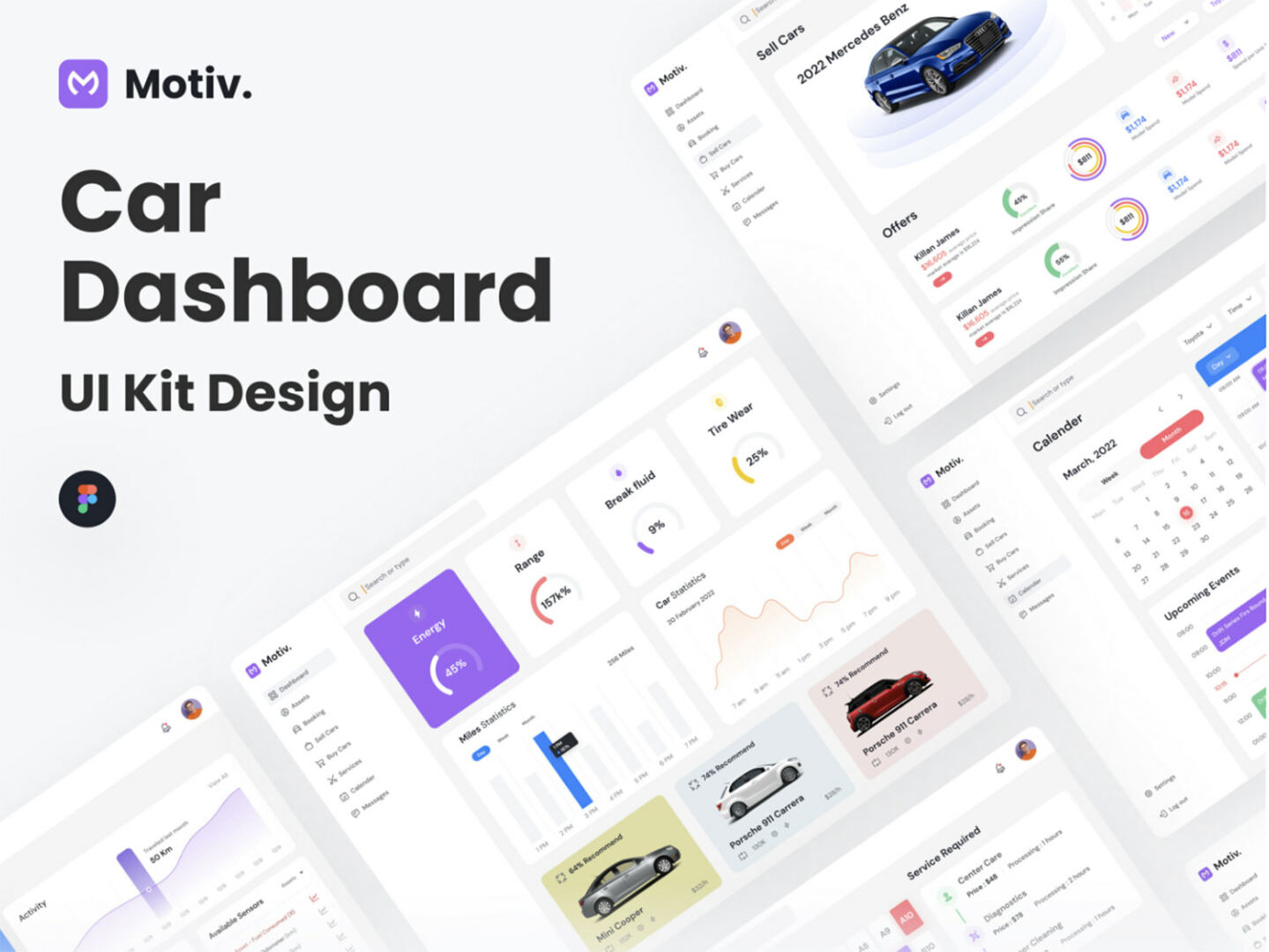 Car Dashboard UI Kit Design