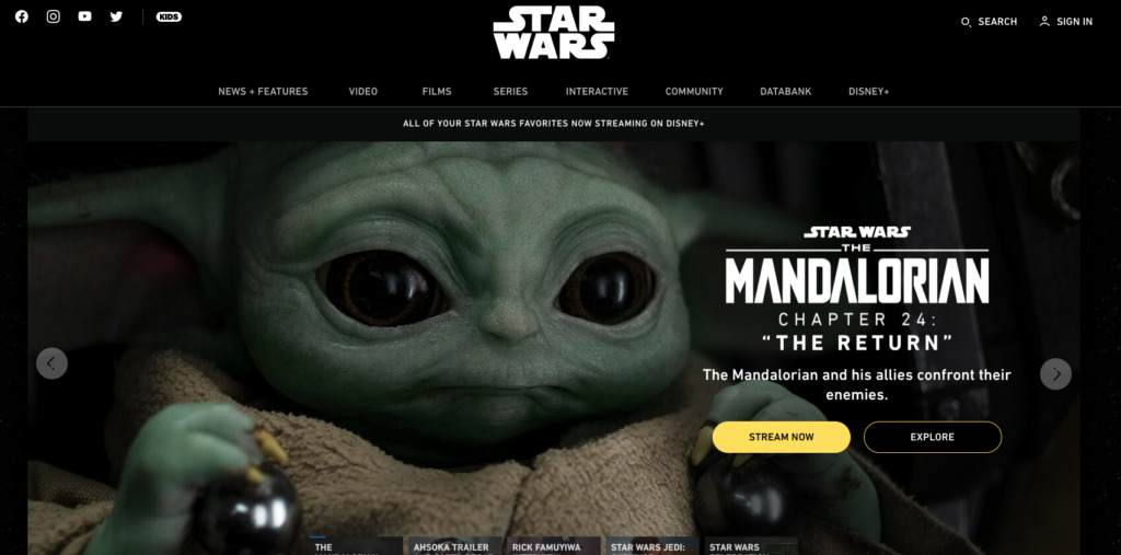 A screenshot of The Mandalorian on starwars.com