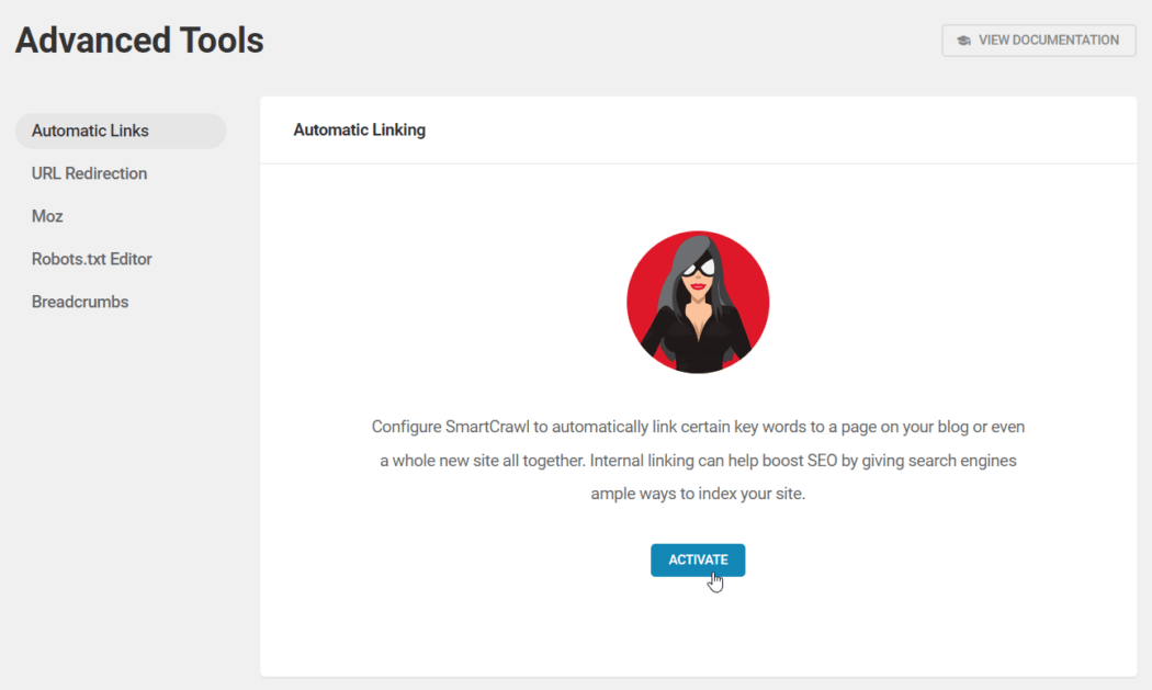 SmartCrawl - Advanced Tools: Activate Automatic Linking.