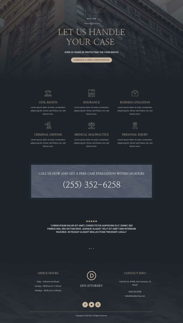 Attorney Layout Pack for Divi