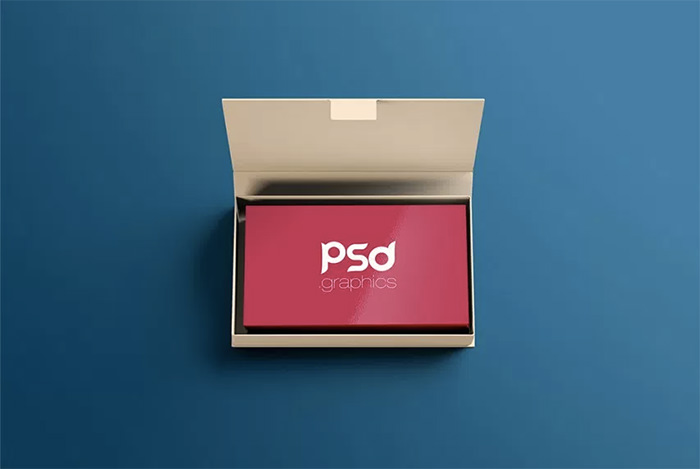 Business Card with Box Mockup PSD