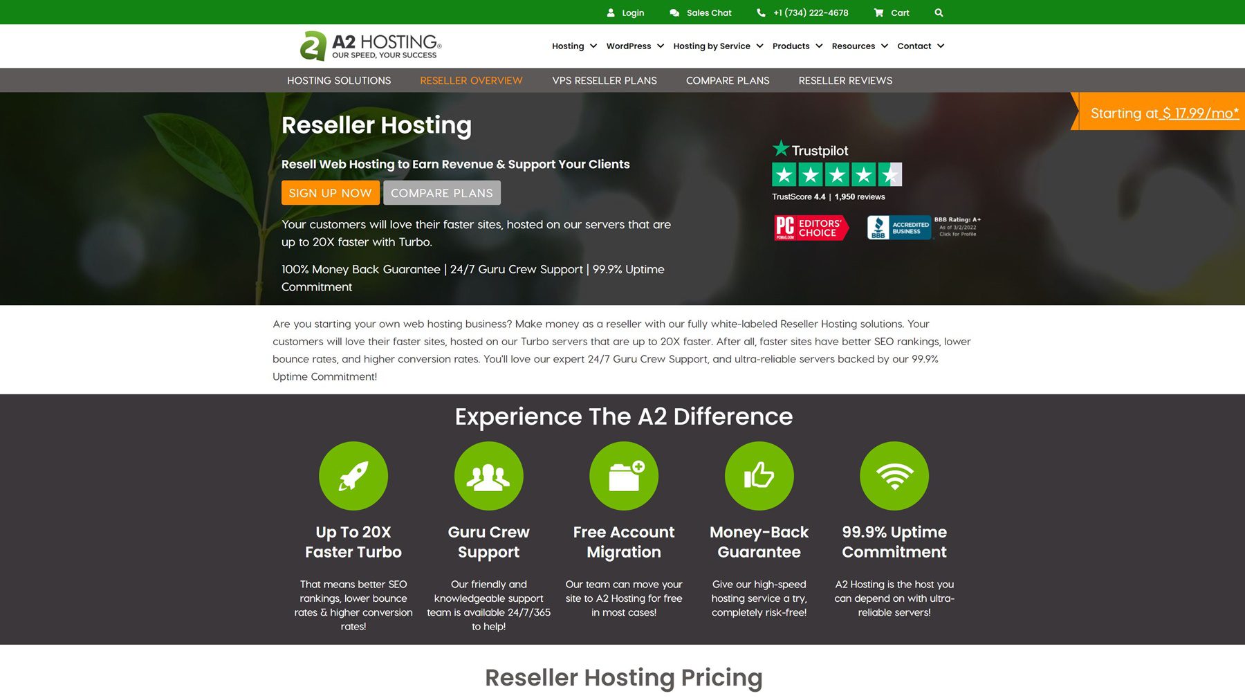 best wordpress reseller hosting - A2 hosting