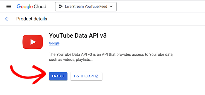 Enable the YouTube API 