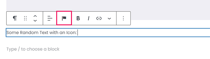 Icon font button in the block toolbar