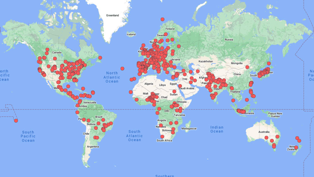 map of worldwide wordpress meetup locations