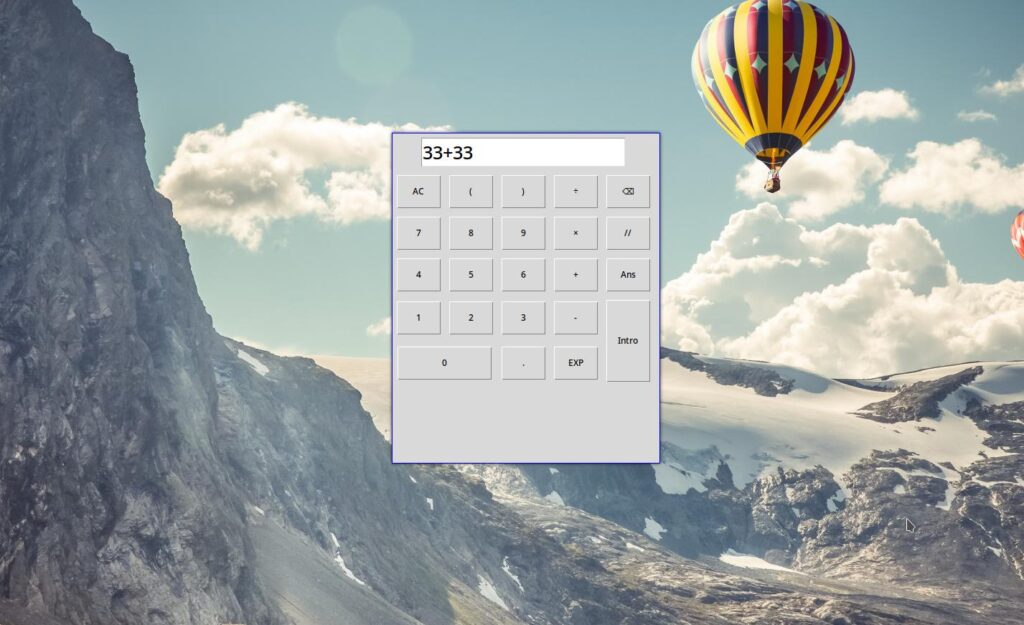 Tkinter calculator, doing the operation "33 + 33".
