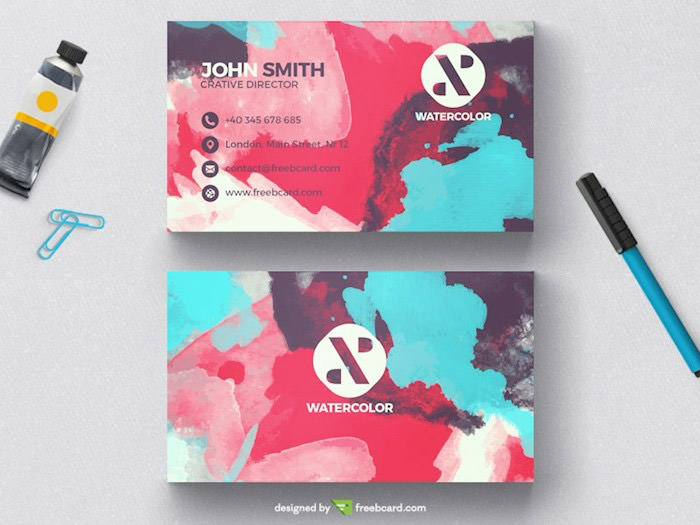 Creative watercolor business card