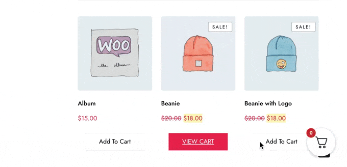 An example of a sliding cart in WooCommerce