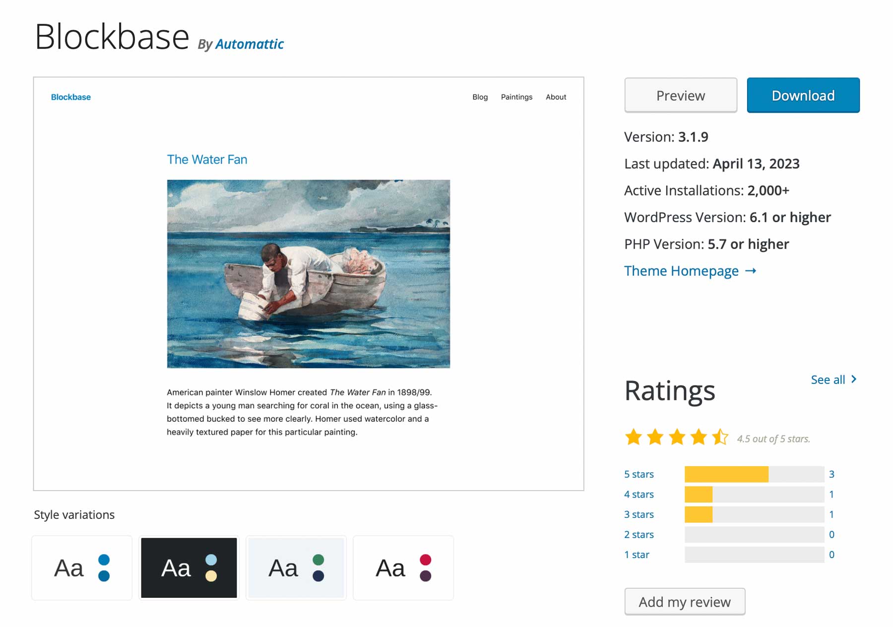 Blockbase WordPress theme