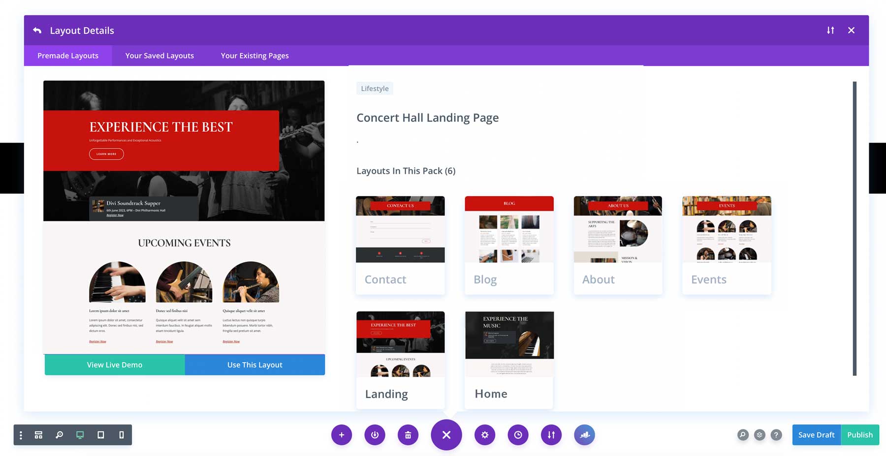 Concert Hall Layout Pack for Divi
