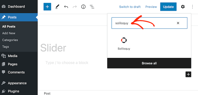 Adding a slider to a WordPress website using a block