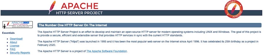 Apache Web Server website. 