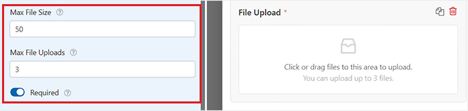 Choose file size and the number of files to be uploaded
