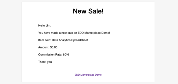 Default EDD Sale Alert