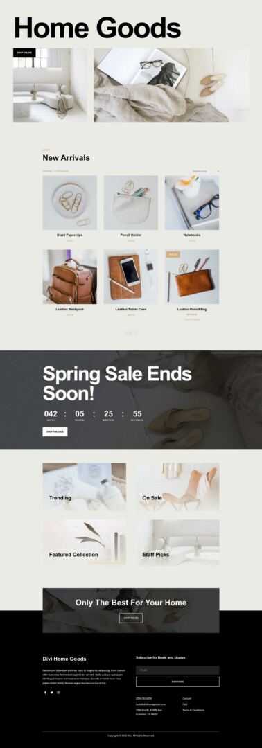 Home Goods Layout Pack for Divi