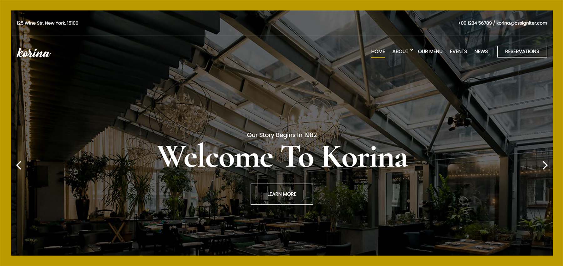 Korina WordPress Restaurant Theme
